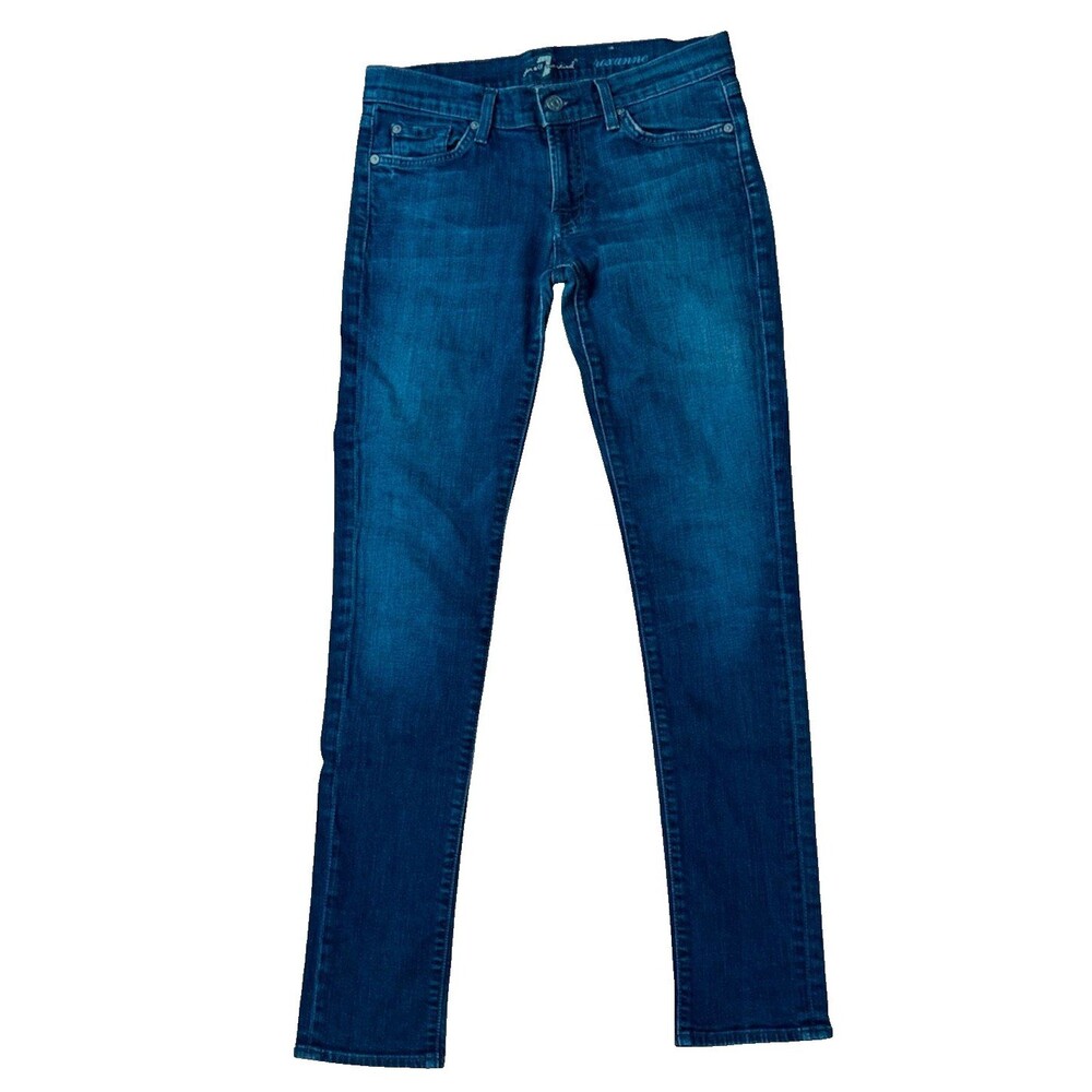 7 For All Mankind Roxanne Low Rise Skinny Jeans Medium Wash Blue Stretch 7FAM 29